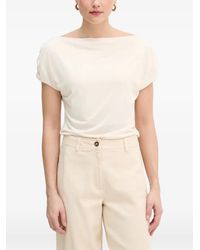 Mos Mosh - Gathered-Sleeve Boat-Neck T-Shirt - Lyst