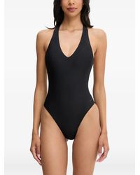 Nike - Logo-Print Racerback Swimsuit - Lyst