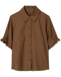 Luisa Cerano - Blouse Froncée À Bords Francs - Lyst