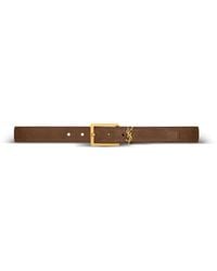Saint Laurent - Logo Buckle Leather Belt - Lyst