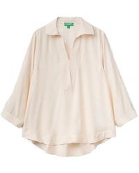 Benetton - V-Neck Spread-Collar Blouse - Lyst