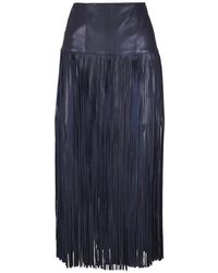 Twp - Fringed Leather Midi Skirt - Lyst