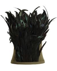 Gemy Maalouf - Feather-Embellished Strapless Corset Top - Lyst