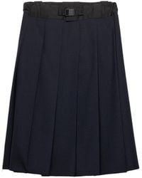 Prada - Midi-Rok Met Plooien En Gespriem - Lyst