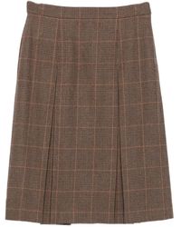 Saint Laurent - Prince Of Wales Midi Skirt - Lyst