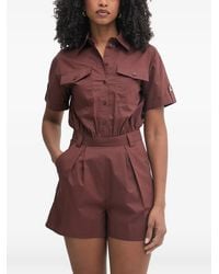Patrizia Pepe - Button-Up Short-Sleeve Playsuit - Lyst