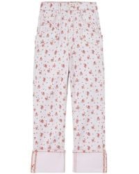 Ganni - Jeans Met Bloemenprint - Lyst
