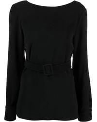 P.A.R.O.S.H. - Belted Long-sleeved Blouse - Lyst