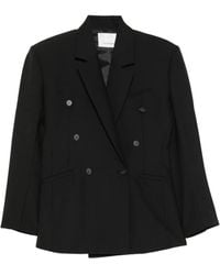 Frankie Shop - Blazer Croisé À Épaulettes Jade - Lyst