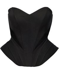 Benedetto - Tulle-Panel Peplum Corset Top - Lyst