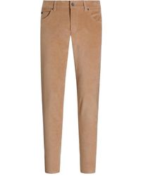 Dolce & Gabbana - Corduroy Logo-Plaque Trousers - Lyst