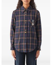 Nenette - Flame Embellished Check-Pattern Shirt - Lyst