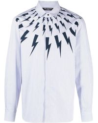 Neil Barrett - Thunderbolt-print Cotton Shirt - Lyst