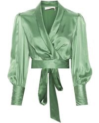 Zimmermann - Silk Cropped Wrap Top - Lyst