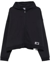 New Balance - Logo-Patch Zip-Up Hoodie - Lyst