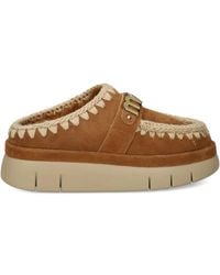 Mou - Logo-Lettering Whipstitch-Trim Mules - Lyst