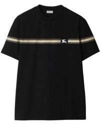 Burberry - Katoenen T-shirt Met Gestreept Detail - Lyst