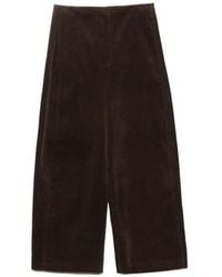 Bimba Y Lola - Dark-Chocolate Corduroy Barrel-Leg Trousers - Lyst