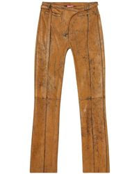 DIESEL - Leather Pants With Crackled Effect - Lyst