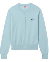 KENZO - Logo-Embroidered Button-Up Cardigan - Lyst