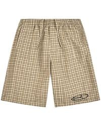 Boredom Kills - Lounge Check-Print Logo-Print Shorts - Lyst