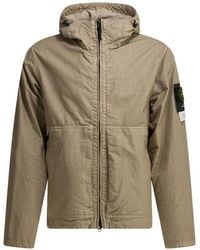 Stone Island - Logo-Patch Hooded Coat - Lyst