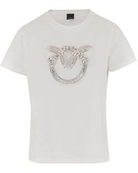 Pinko - Crystal-Embellished Logo Crew-Neck T-Shirt - Lyst