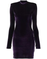 Philipp Plein - Fluwelen Mini-Jurk Met Logoplakkaat - Lyst