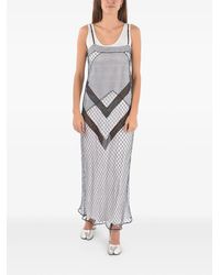 Maison Margiela - Mesh Chevron-Pattern Slip Maxi Dress - Lyst