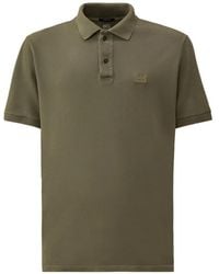 C.P. Company - Button Logo-Detail Polo Shirt - Lyst