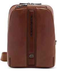 Piquadro - Logo-Plaque Leather Messenger Bag - Lyst