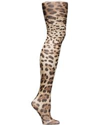Dolce & Gabbana - Leopard-Print Tights - Lyst