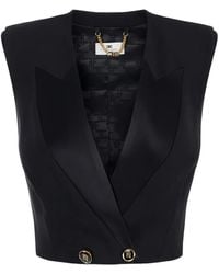 Elisabetta Franchi - Satin Lapels Button Waistcoat - Lyst