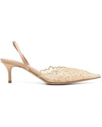 Gedebe - Escarpins En Dentelle Ornés De Cristaux À Bride Arrière 60 Mm - Lyst
