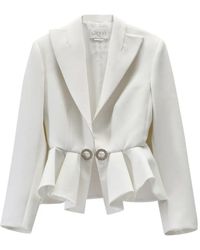 Genny - Ruffled-Hem Crystal-Embellished Jacket - Lyst