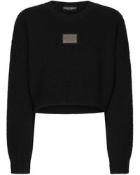 Dolce & Gabbana - Cropped-Pullover mit Logo-Schild - Lyst