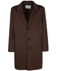 Amaranto - Manteau Boutonné À Revers Crantés - Lyst