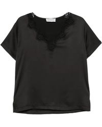ERMANNO FIRENZE - V-Neck Lace-Trim Top - Lyst