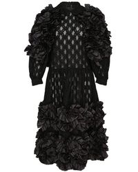 Comme des Garçons - Ruffled Lace-Panel Midi Dress - Lyst