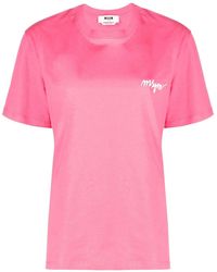 MSGM - Logo-Embroidered Short-Sleeve T-Shirt - Lyst