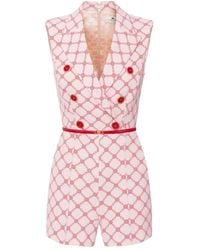 Elisabetta Franchi - Mono corto con logo estampado y doble botonadura - Lyst