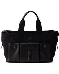 Prada - Route Large Canvas And Leather Tote Bags - Lyst