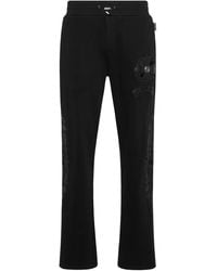 Philipp Plein - Jogging Pants With Leather Inserts Chrome Crest - Lyst