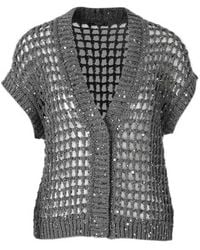 Peserico - Sequin-Embellished Open-Knit Cotton Cardigan - Lyst