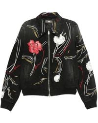Amiri - Floral-Embroidered Denim Jacket - Lyst