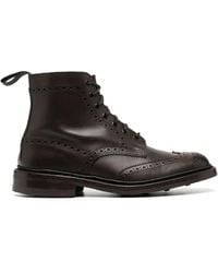 Tricker's - Burnished Brogue-Detail Boots - Lyst