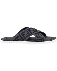 fendi multicolor fabric slides
