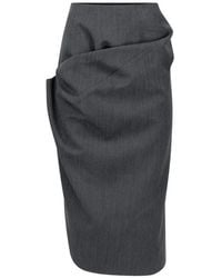 Victoria Beckham - Asymmetric Draped Midi Skirt - Lyst