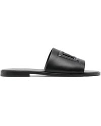 Dolce & Gabbana - Dg Leather Flat Sandals - Lyst