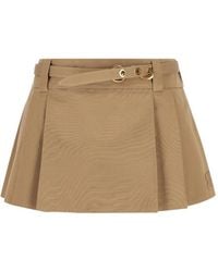 Miu Miu - Belted Pleated Mini Skirt - Lyst